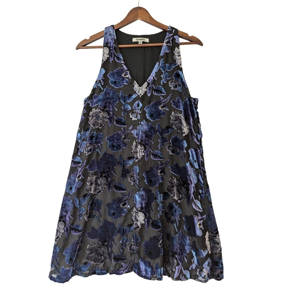 BB Dakota Velvet Burnout Purple Black Mini Dress Sz XS Dark Romantic Wimsy Goth